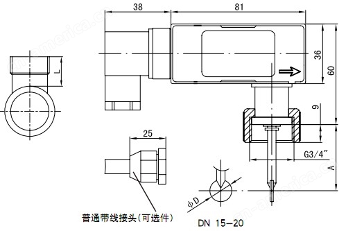 DN15-20挡板式流量开关结构原理示意图