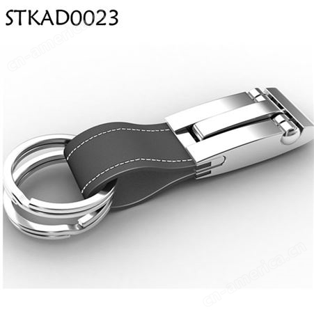 304不锈钢钥匙扣来图加工 黑色荔枝纹仿皮 钛钢首饰小批量设计