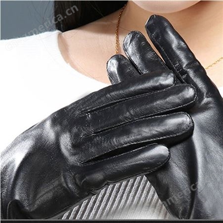 东弘生产 秋冬季保暖手套 黑色欧式手套 女士加厚绒里手套