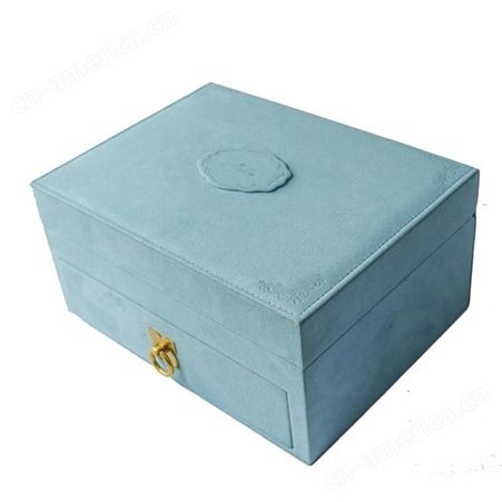 蓝色收纳盒 双层首饰收纳盒