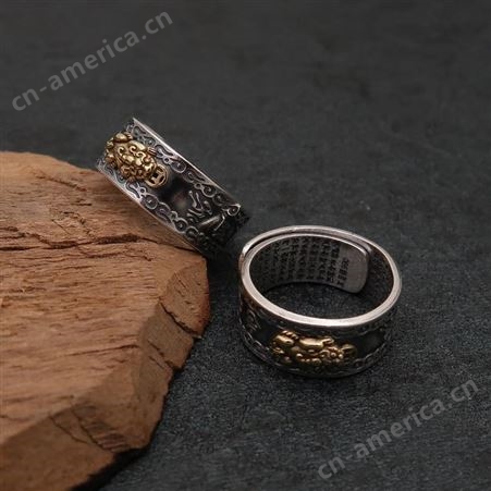 银990复古聚财貔貅戒指 男女首饰品订制 加工生产厂家