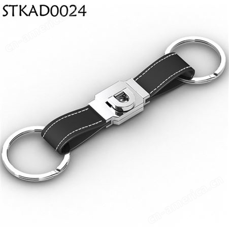 304不锈钢钥匙扣来图加工 黑色荔枝纹仿皮 钛钢首饰小批量设计