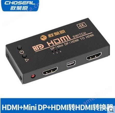 秋叶原 mini dp+双HDMI转HDMI三进一出转换器支持4K适用苹果电脑