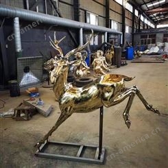 玻璃钢雕塑鹿 仿铜鹿雕塑 乾虎雕塑 铜鹿雕塑厂家