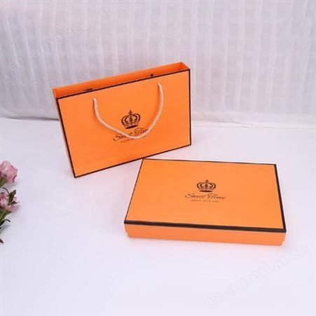 手提袋包装盒 青岛即墨实力厂家 定制精美橙色天地盖服装礼盒 简约衣服礼物包装盒