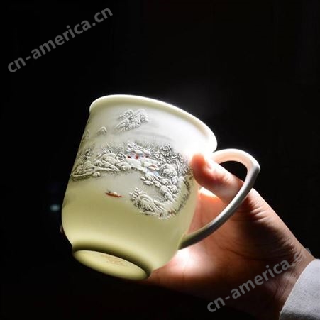 骨质瓷杯 会议杯手绘骨瓷杯 会议陶瓷杯定制logo 休闲骨瓷水杯陶瓷杯