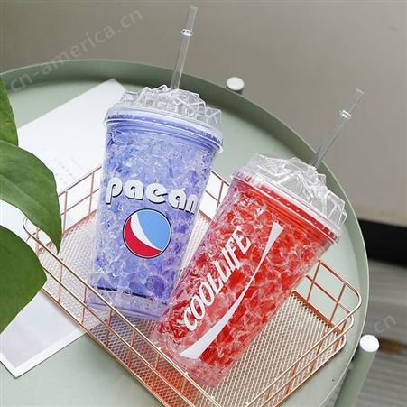 冷饮塑料杯定制 塑料广告杯来图定做 户外饮料杯 创意吸管塑料杯定做logo