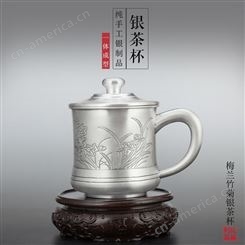 S999纯银茶杯茶缸马克杯 手工大号银茶缸子 泡茶银杯批发定制