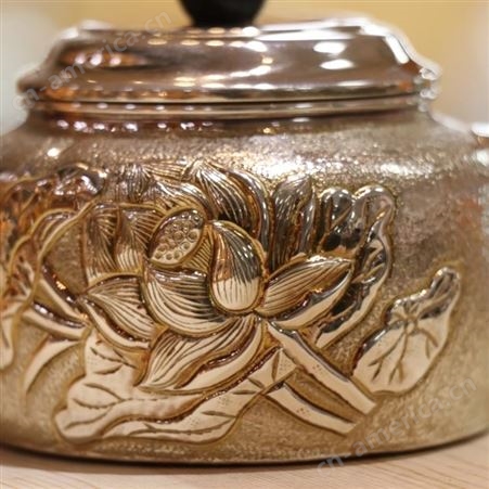 中国银都 泡茶壶纯银999小银壶 功夫茶具纯手工一张打茶壶
