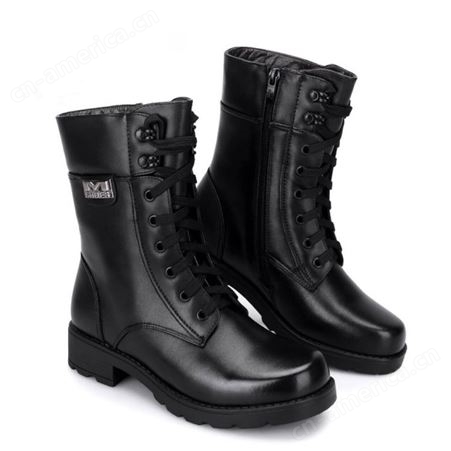 牛皮短靴 女2020秋冬新款加绒马丁靴 粗跟高跟防水台短筒靴 女靴