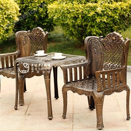 户外铸铝桌椅组合欧式复古花园家具套装休闲露天铁艺外摆庭院桌椅