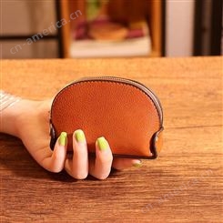 韩版小女士零钱包迷你短款钥匙贝壳卡包真皮拉链手拿硬币包
